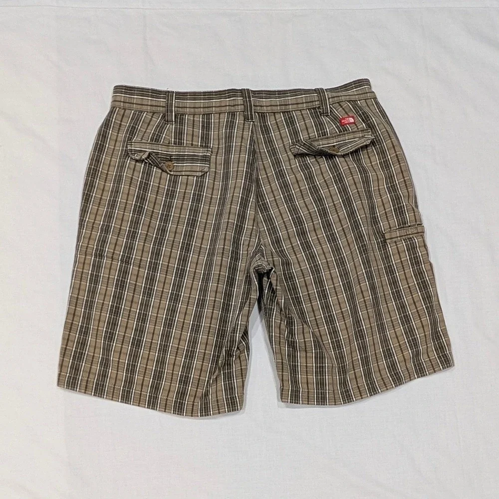 The North Face Mens Brown Plaid Hiking Shorts Size 36 Regular Outdoor Utility